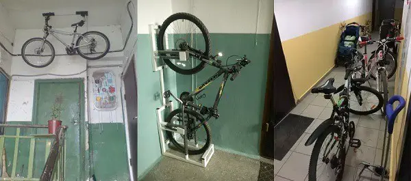 almacenamiento de bicicletas en la sala del vestíbulo